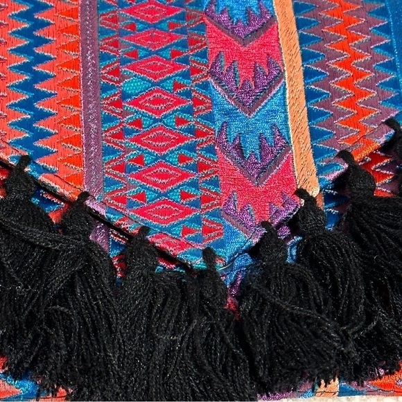 Ethnic Boho Crossbody Bag Handmade Embroidery Tassels Chic Vibrant Colorful NEW - Picture 8 of 16